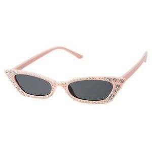 You Wish B Slim Cat Eye Shades Pink  Silver Studs & Clear Rhinestones on Frames